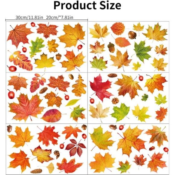Fall Window Clings 6 Sheet Autumn Window Clings for Glass Autumn Window Stickers - Picture 2 of 7